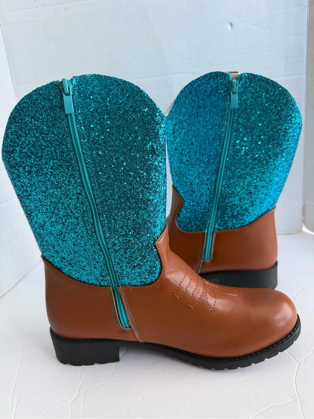 Sparkly Girls Cowboy Boots Mid Calf Glitter Boots Western Cowboy Booties Y7